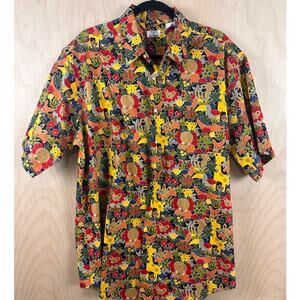 Maus & Hoffman Mens XL Animal Print Hawaiian Shirt Safari Cotton Short Sleeve